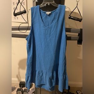 Lucky Brand 2x blue linen sleeveless mini dress